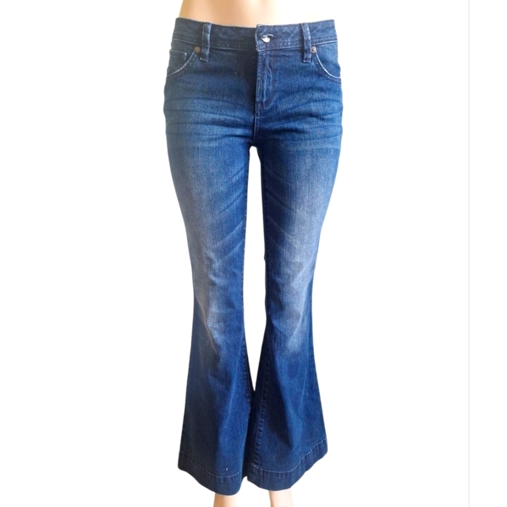 Apt. 9 Wide Flare 70s Style Jeans Blue Stone Washed Women Size 4